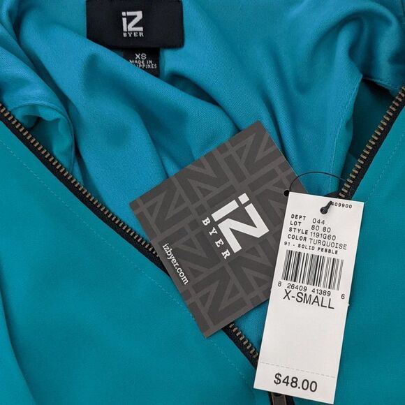 Iz Byer Turquoise Blue Mini Sheath Dress with Tie and Zipper Accent NWT Size XS - Picture 6 of 7